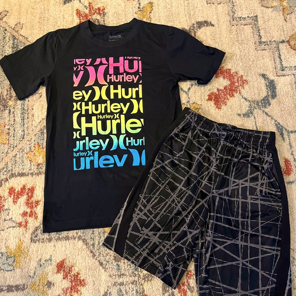 Hurley boys T-shirt and Tek Gear shorts